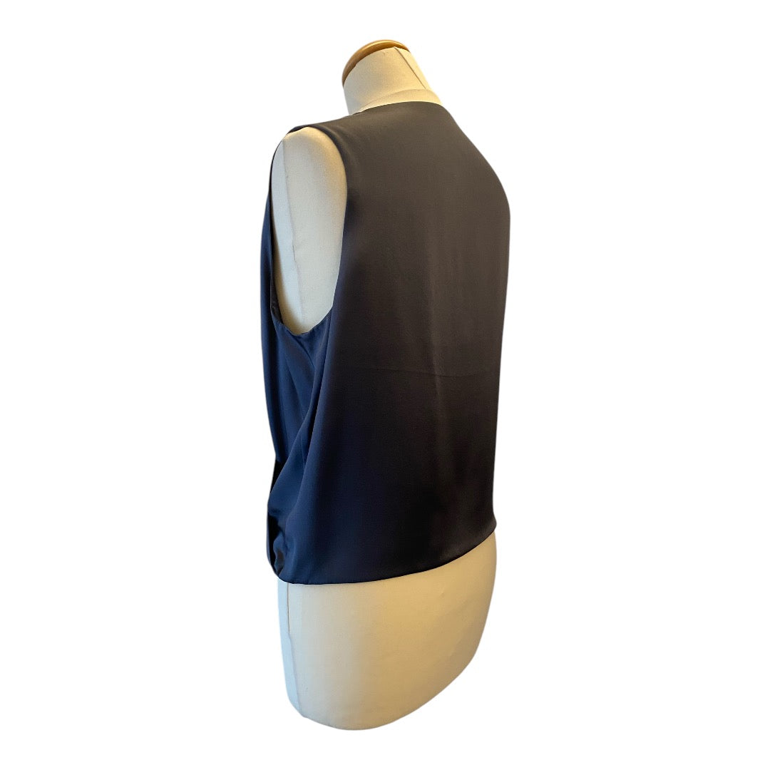 PETER COHEN Dark Grey V-Neck Silk Top Size L