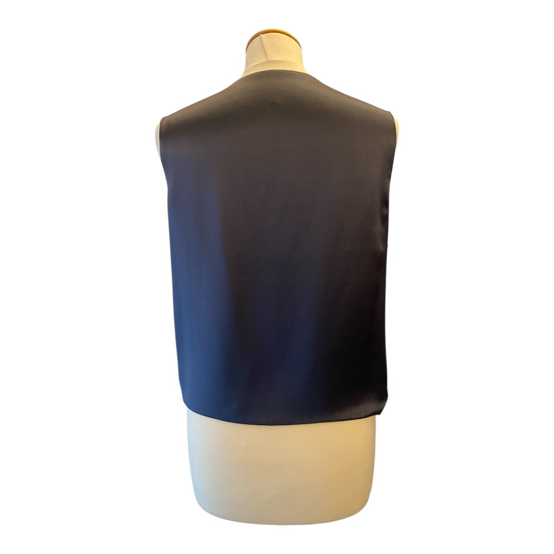 PETER COHEN Dark Grey V-Neck Silk Top Size L