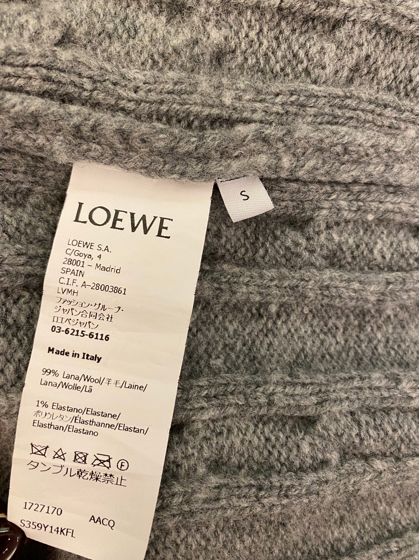 LOEWE Classic Sweater Grey Size S