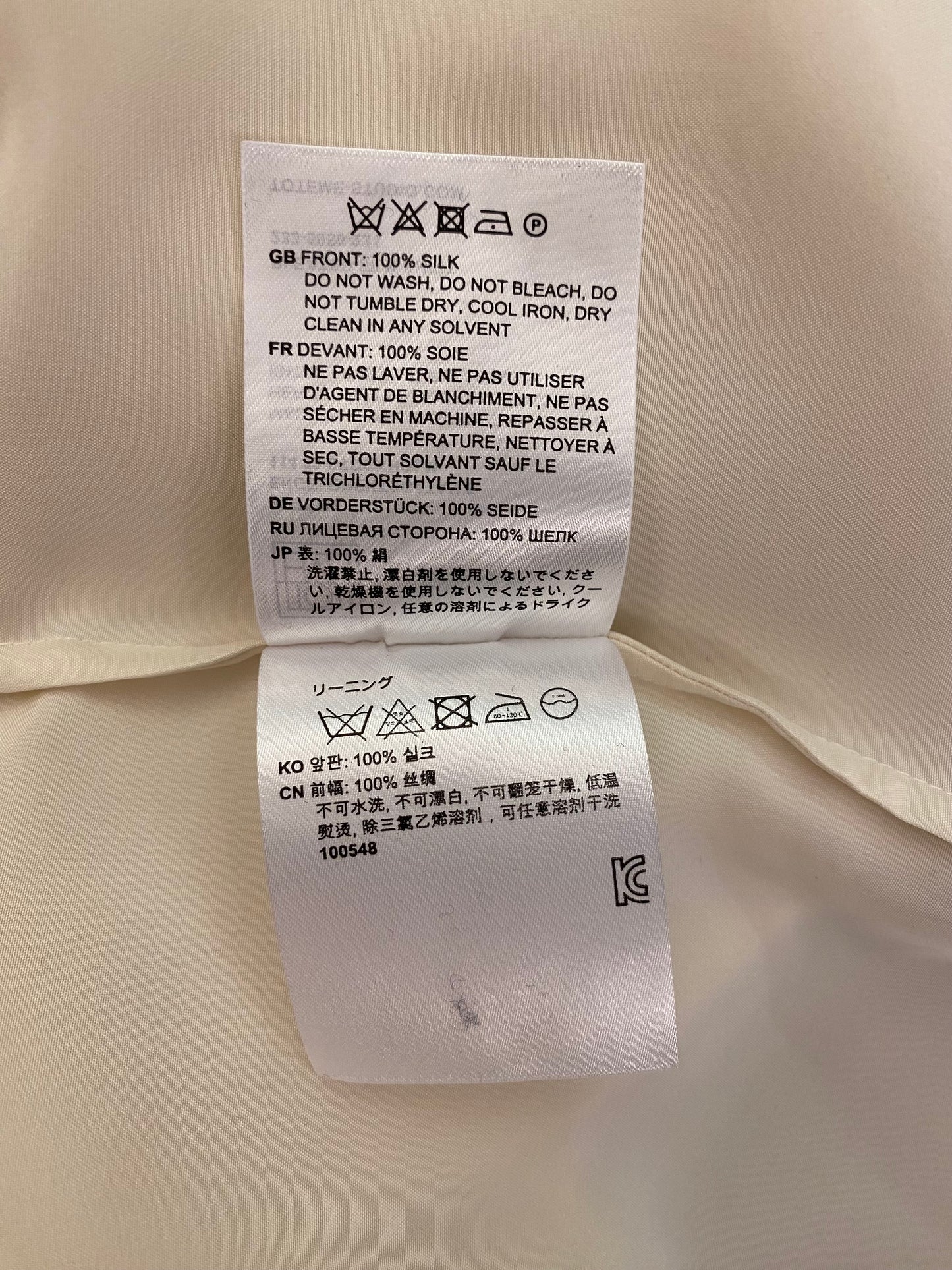 TOTÊME Off-White Pleated Silk Shirt Size 38