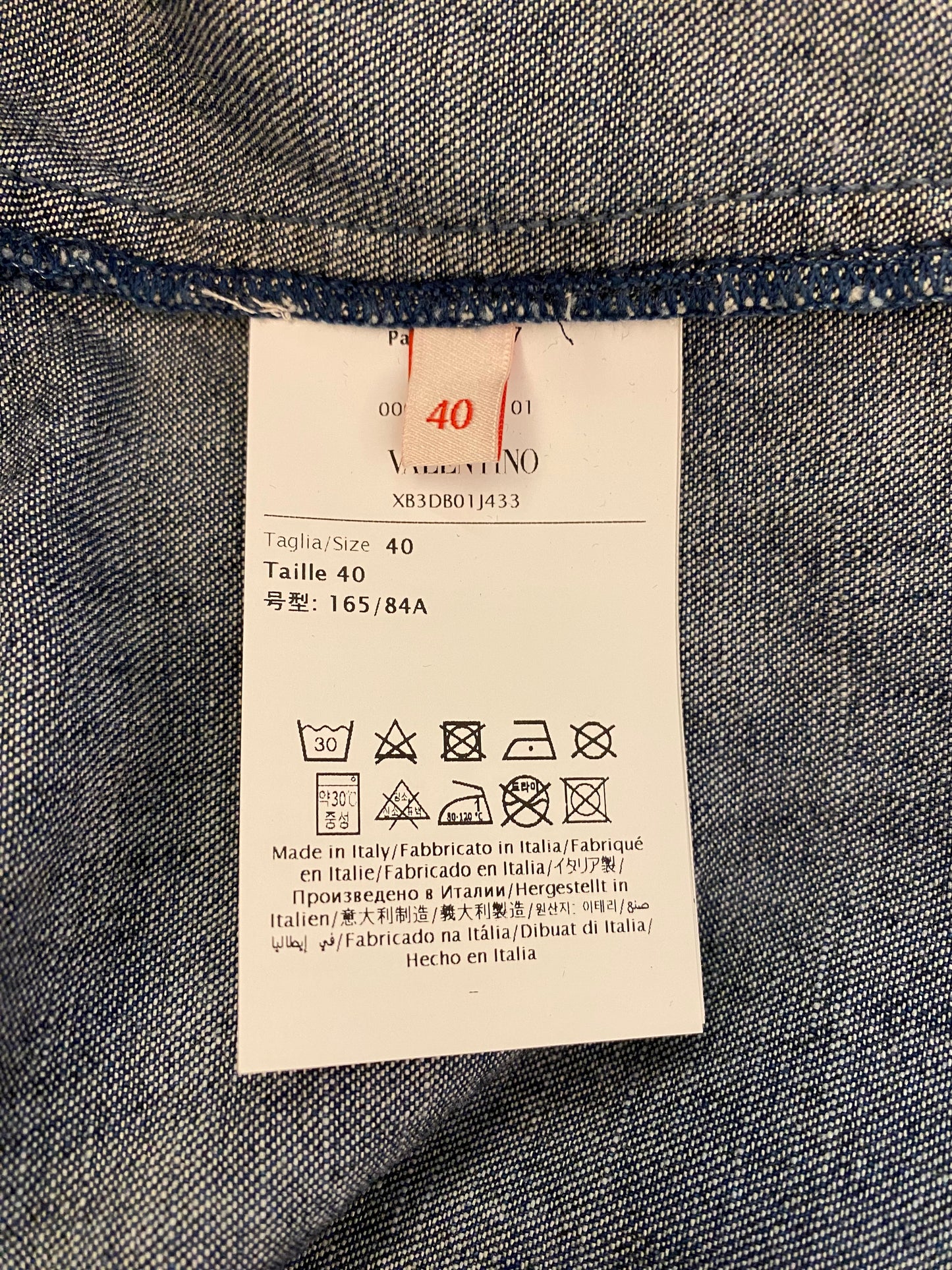 VALENTINO V-logo Denim Chambray Kaftan Shirt Size IT 40