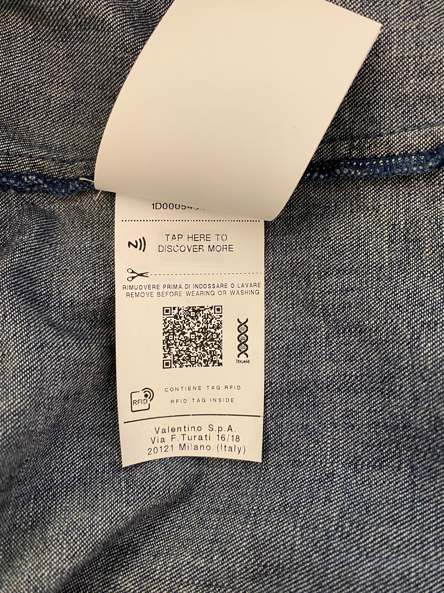 VALENTINO V-logo Denim Chambray Kaftan Shirt Size IT 40