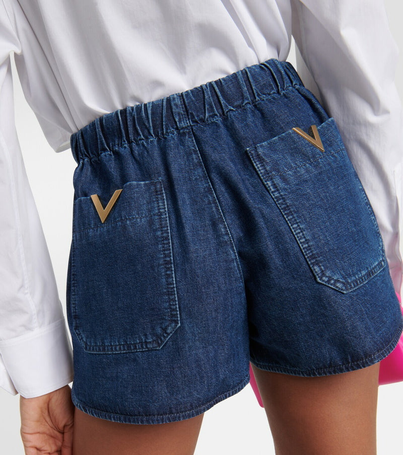 VALENTINO V-Logo Denim Shorts Size IT 40