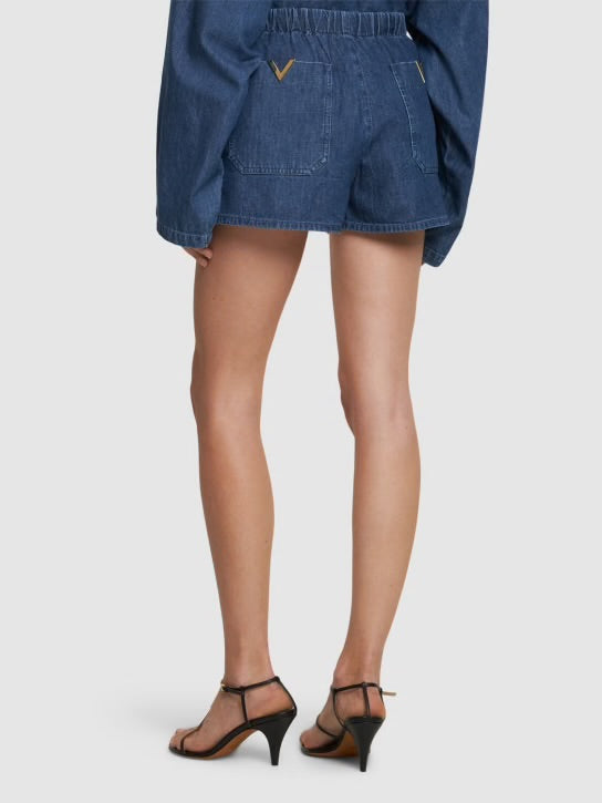 VALENTINO V-Logo Denim Shorts Size IT 40