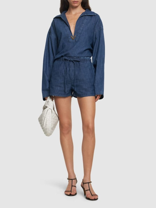 VALENTINO V-Logo Denim Shorts Size IT 40
