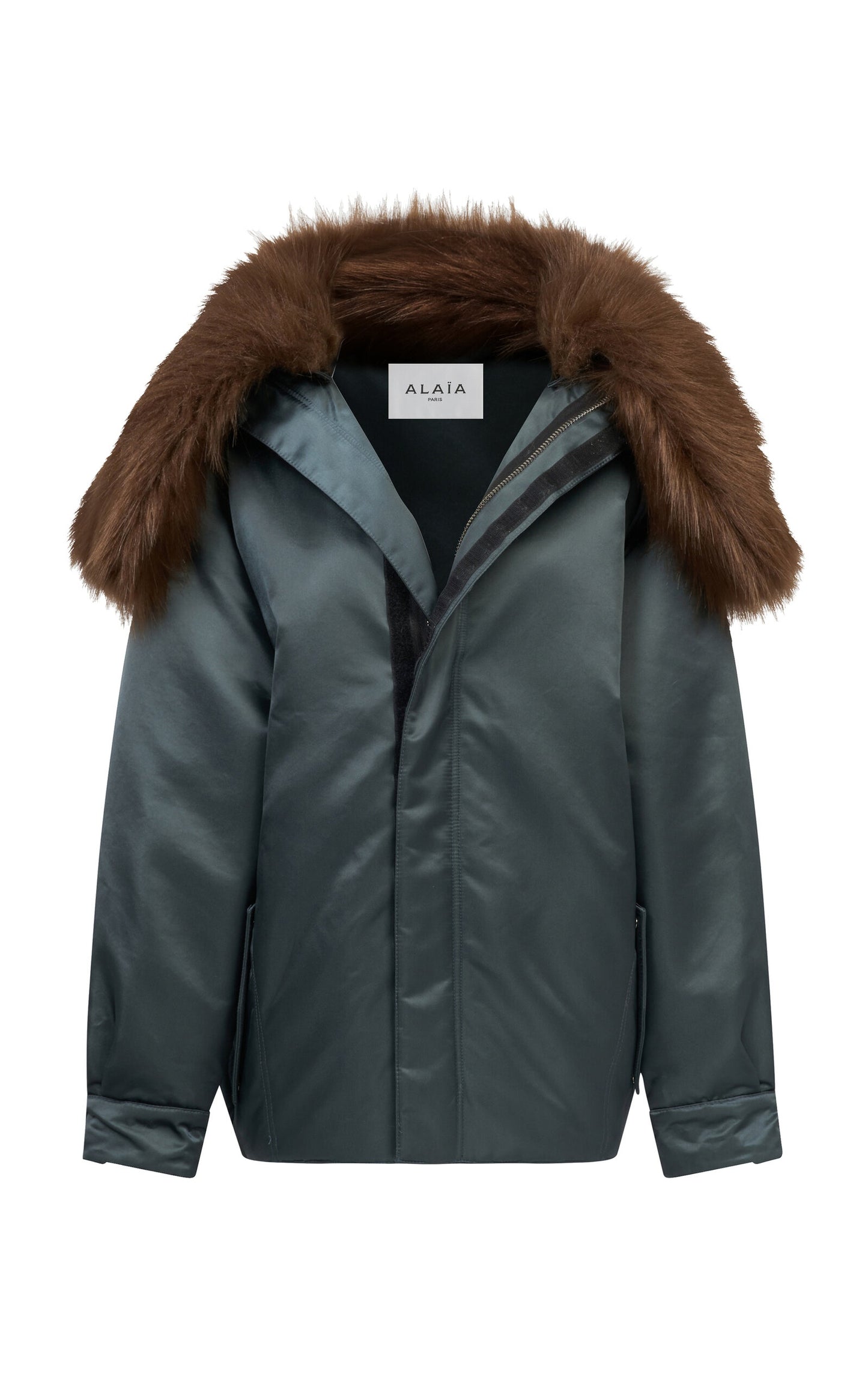 ALAÏA Fur-Embellished Maxi Bomber Jacket Size 38