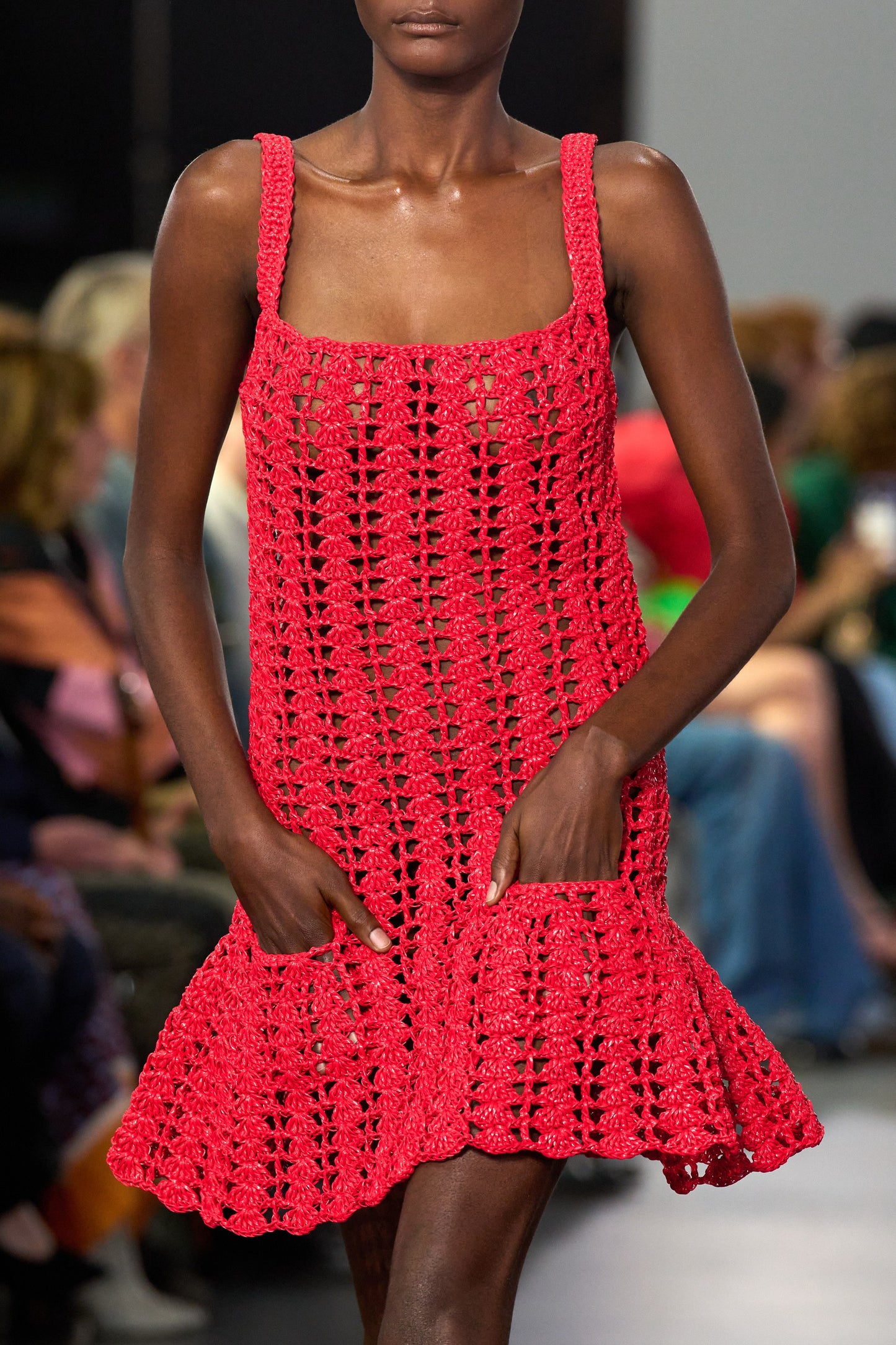 JW ANDERSON Red Crochet Mini Dress Size S