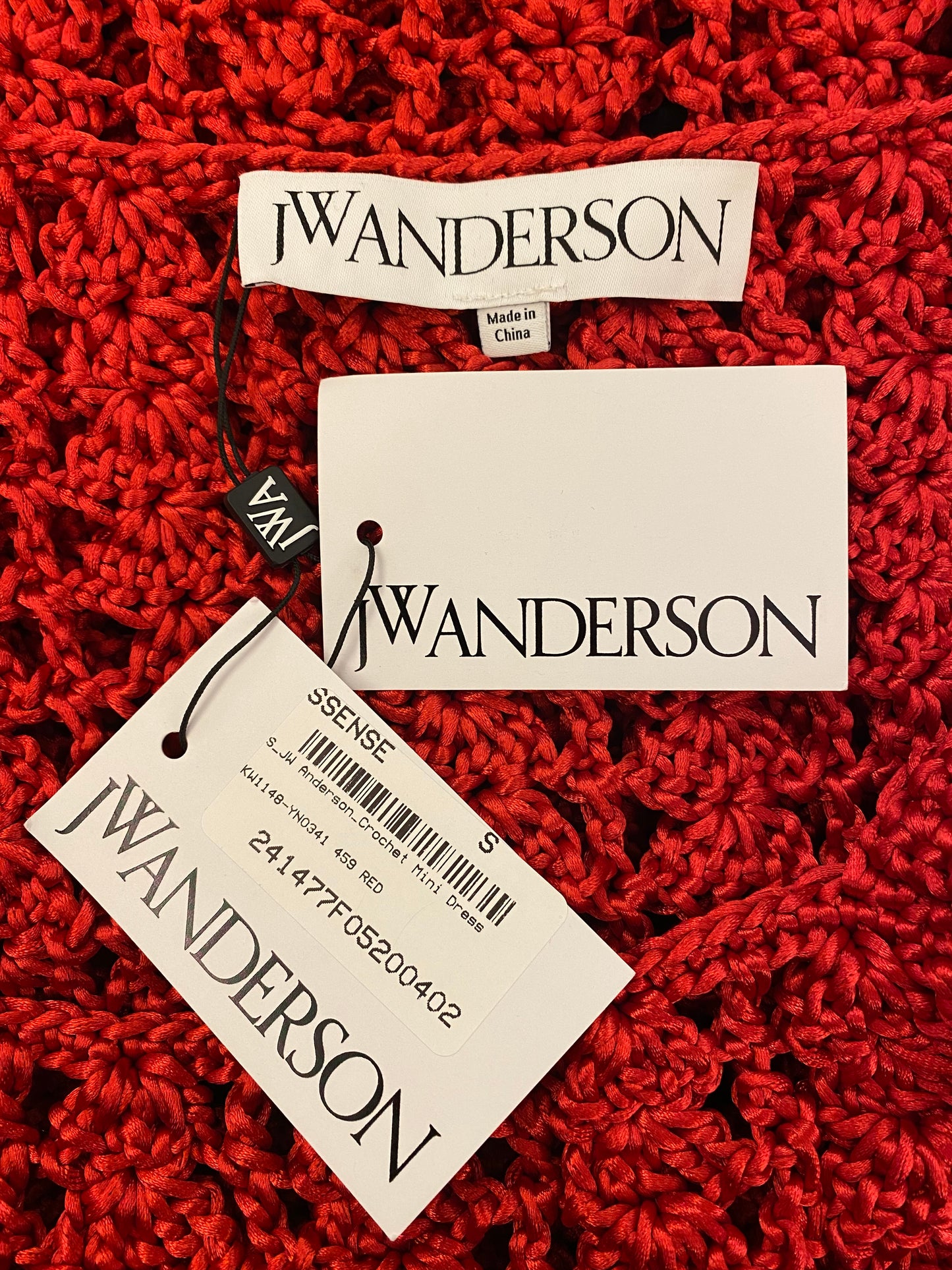 JW ANDERSON Red Crochet Mini Dress Size S