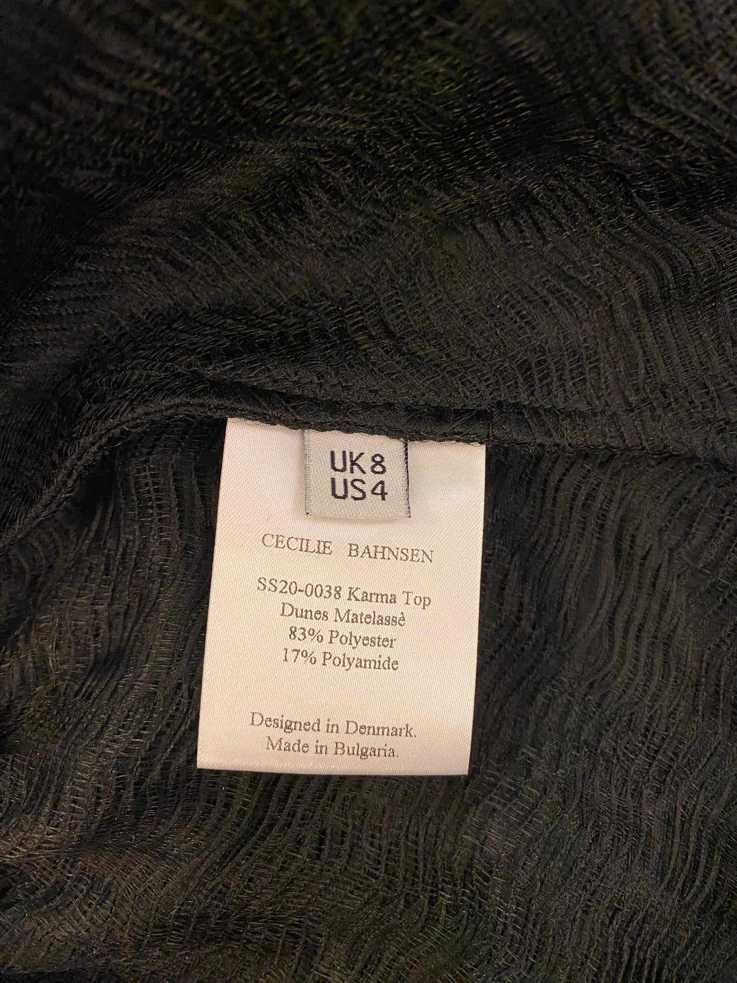CECILIE BAHNSEN Black Blouse Size 34