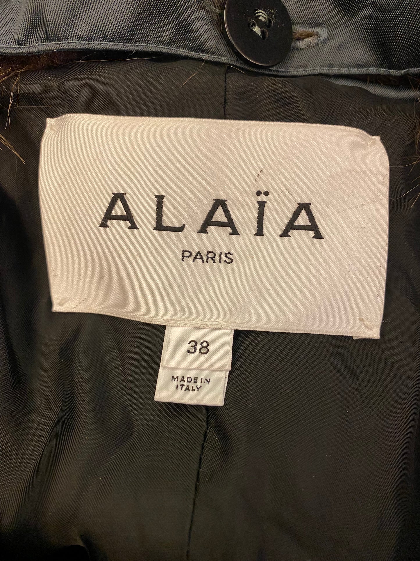 ALAÏA Fur-Embellished Maxi Bomber Jacket Size 38