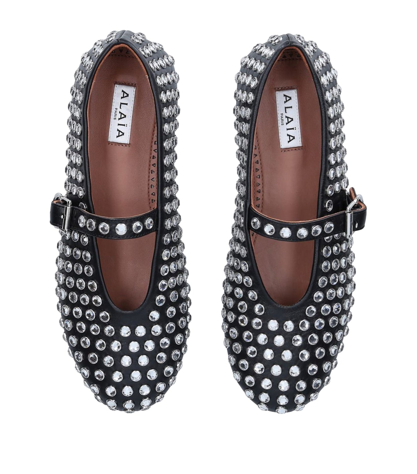 ALAÏA Crystal Embellished Leather Ballet Flats Size 39