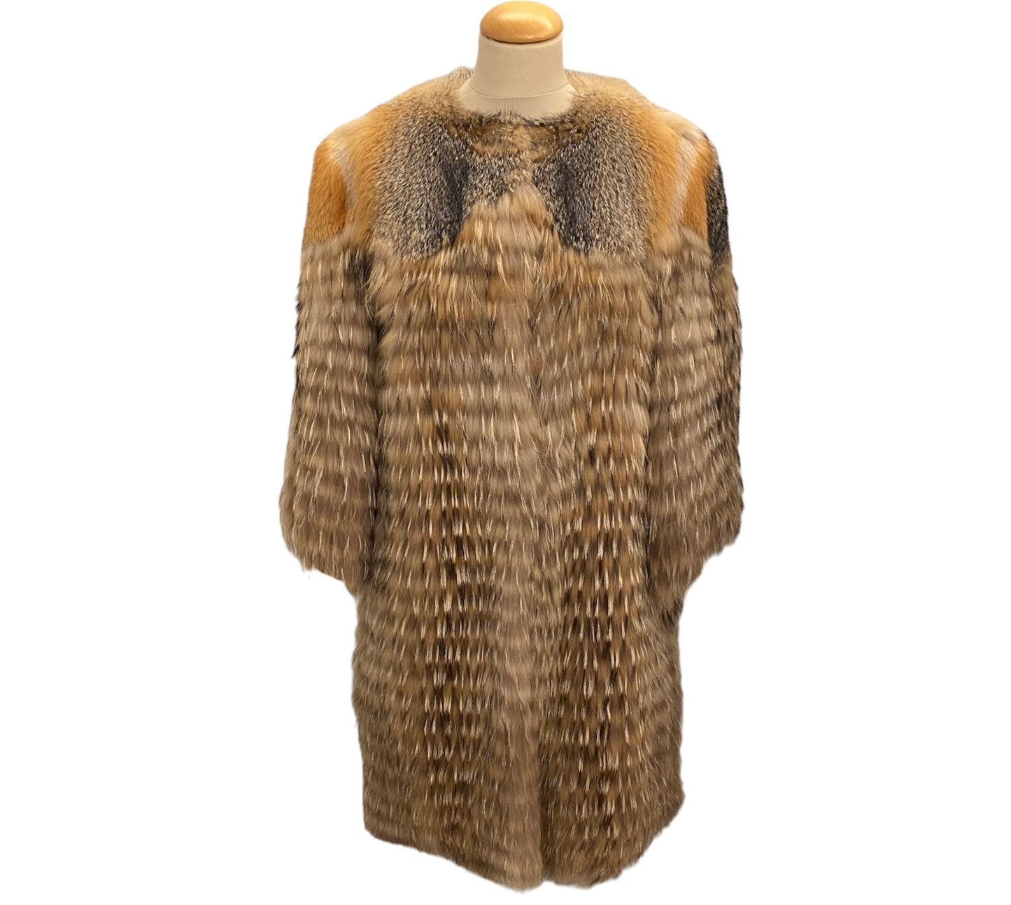 YVES SALOMON Raccoon & Fox Fur Coat Size Fr 40