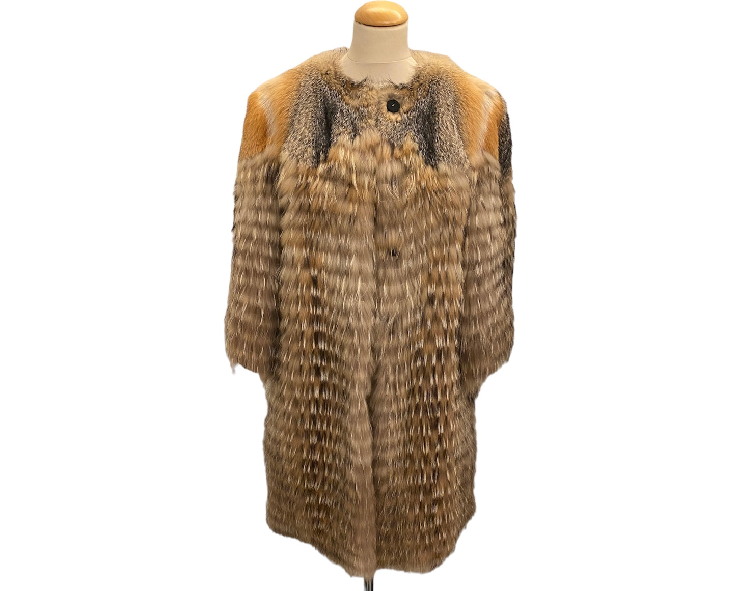 YVES SALOMON Raccoon & Fox Fur Coat Size Fr 40