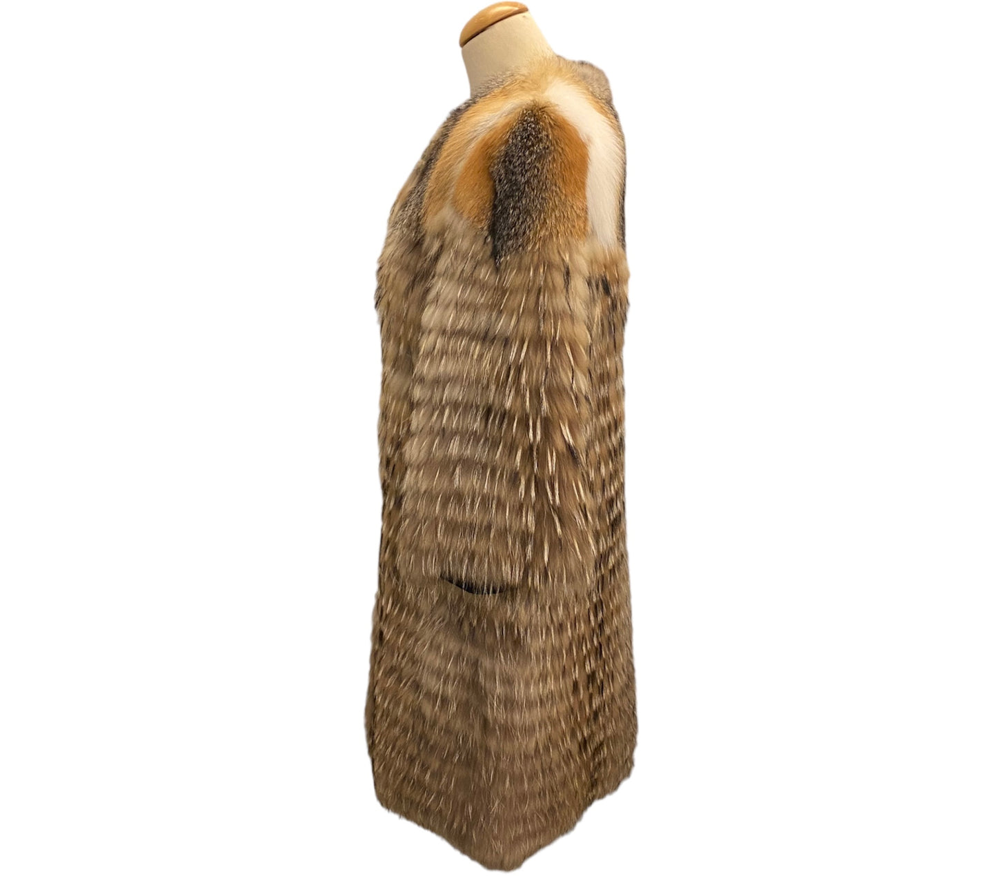 YVES SALOMON Raccoon & Fox Fur Coat Size Fr 40