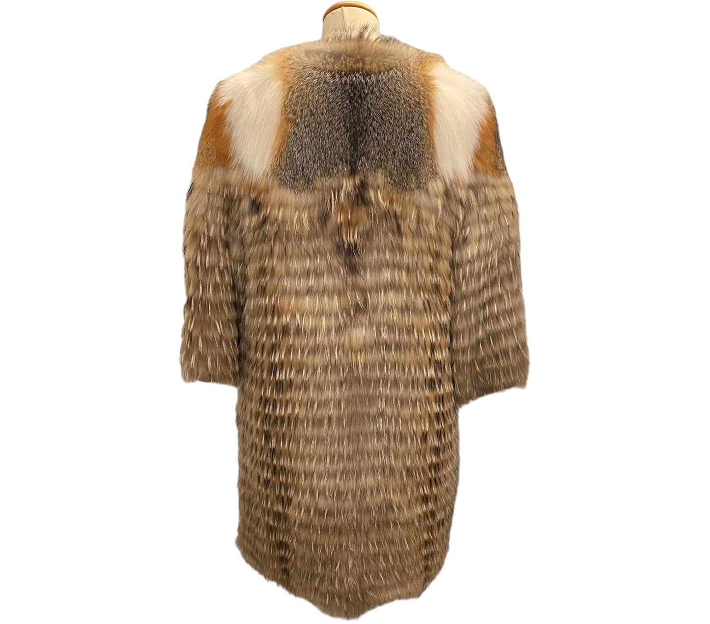YVES SALOMON Raccoon & Fox Fur Coat Size Fr 40