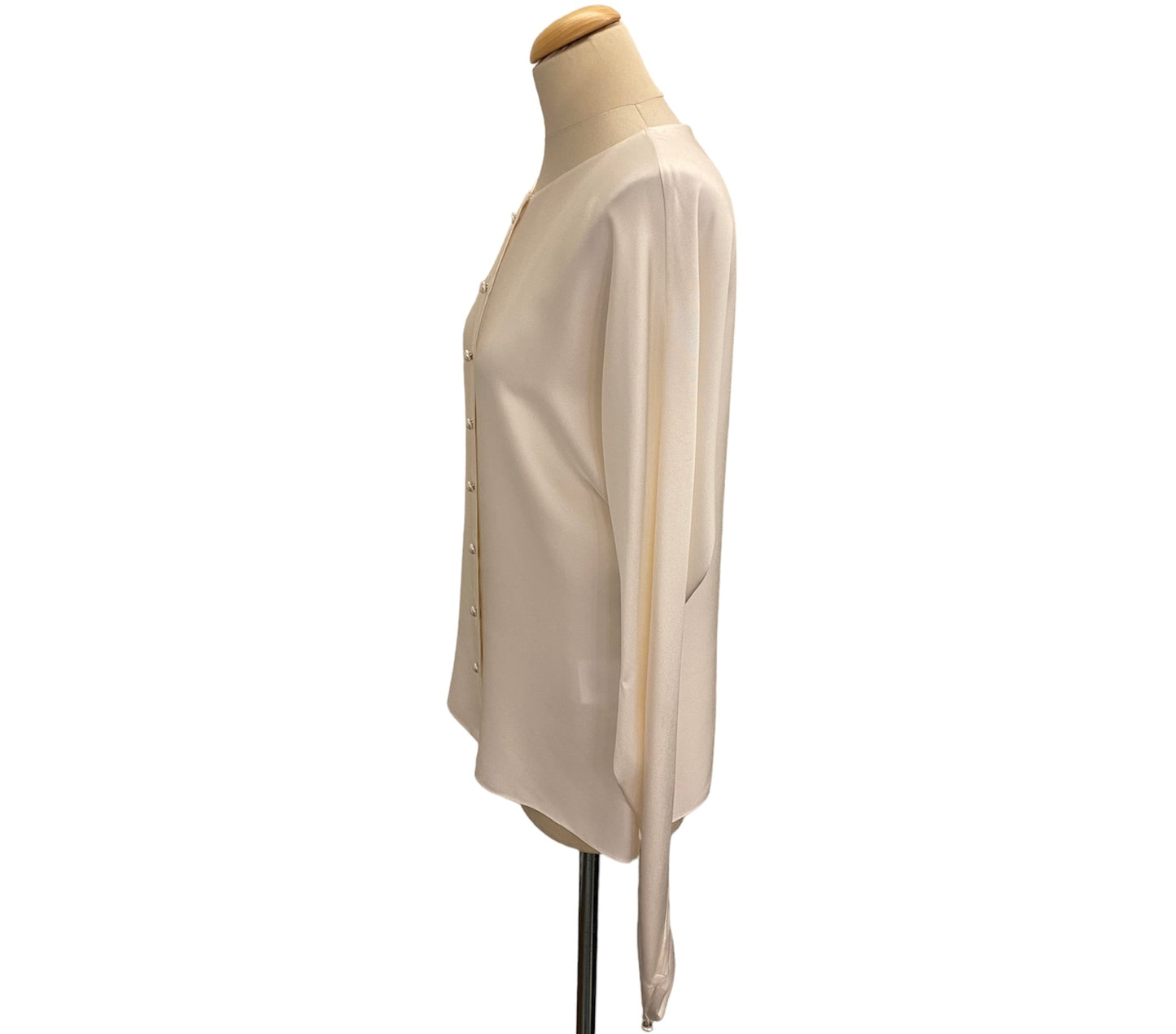 CHANEL Off-White Silk Blouse Size Fr 42 Eu 38