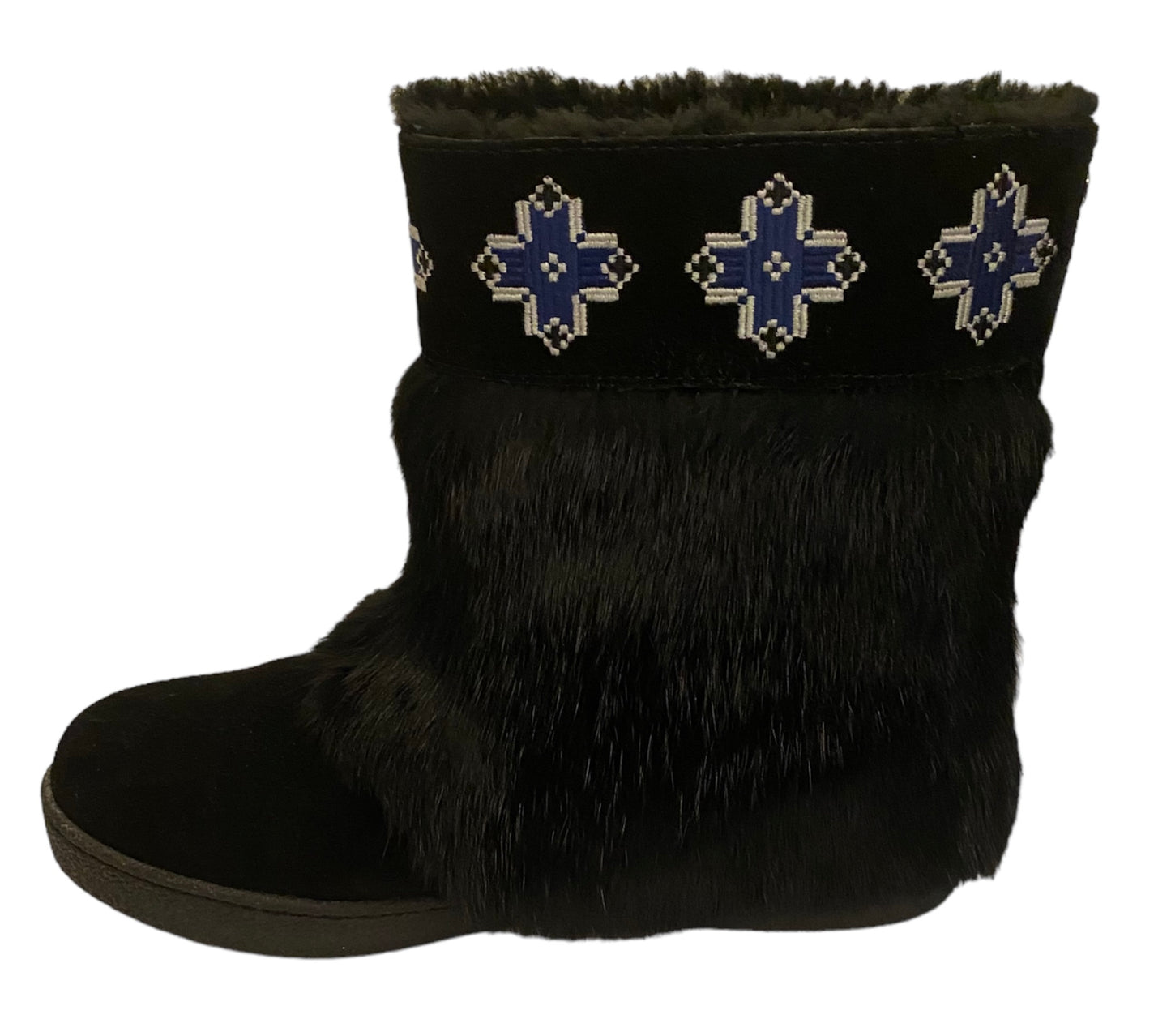 TORY BURCH Embroidered Fur Bootie Size 8 Eu 39
