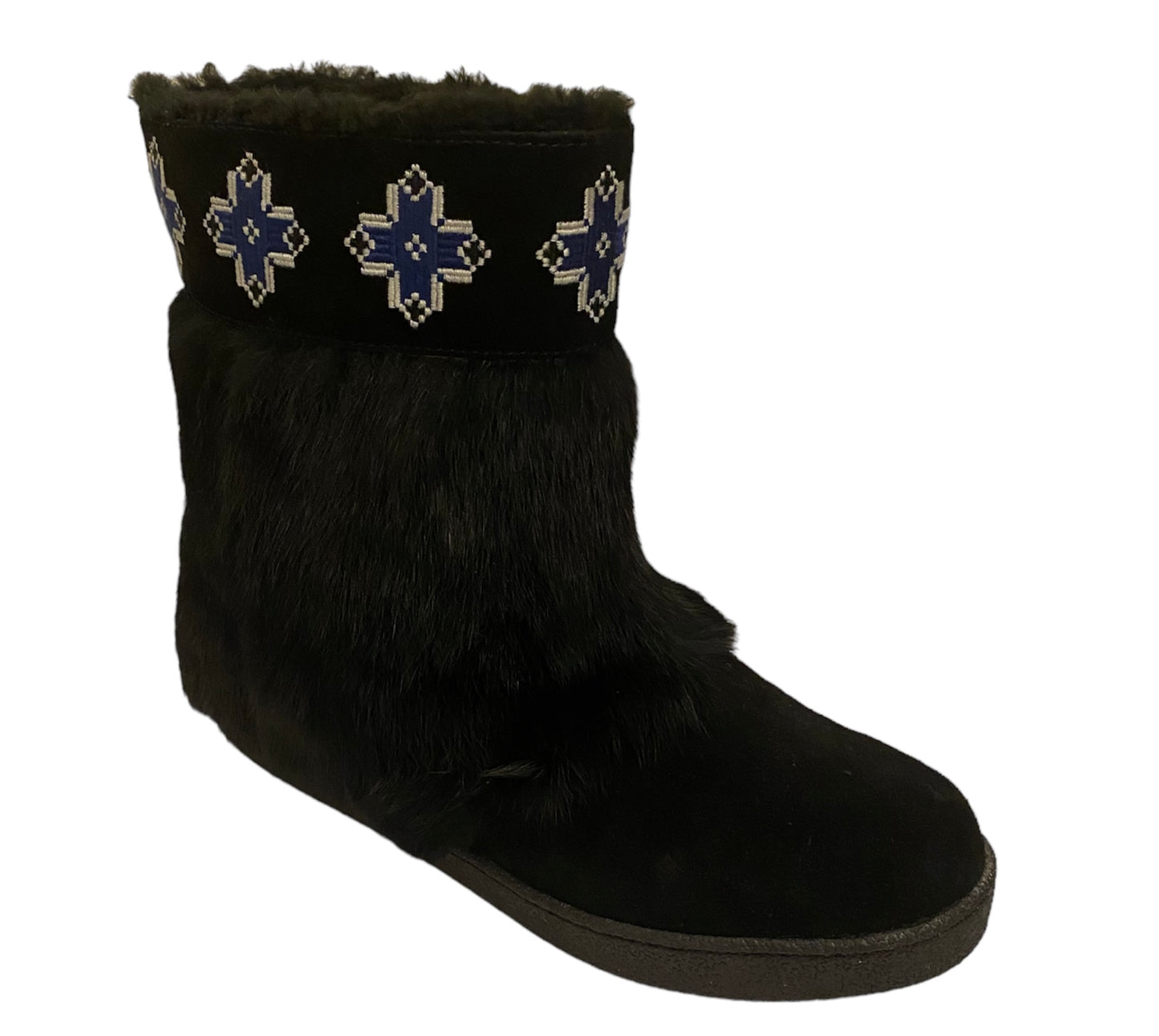 TORY BURCH Embroidered Fur Bootie Size 8 Eu 39