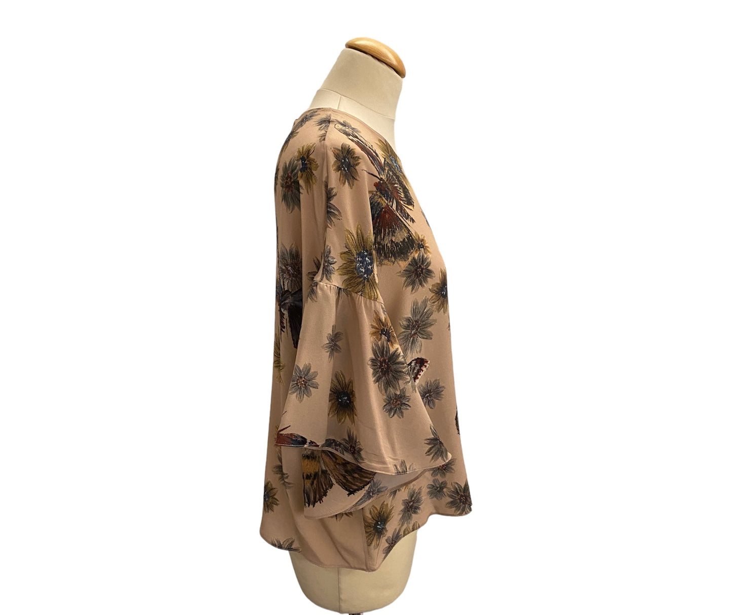 VALENTINO Butterfly Print Silk Top Size It 44 Eu 38
