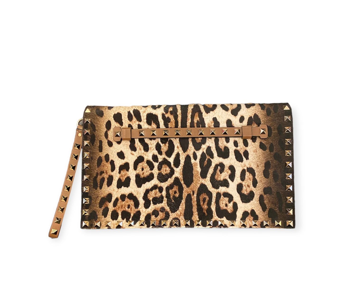 VALENTINO Leopard Print Rockstud Clutch Bag