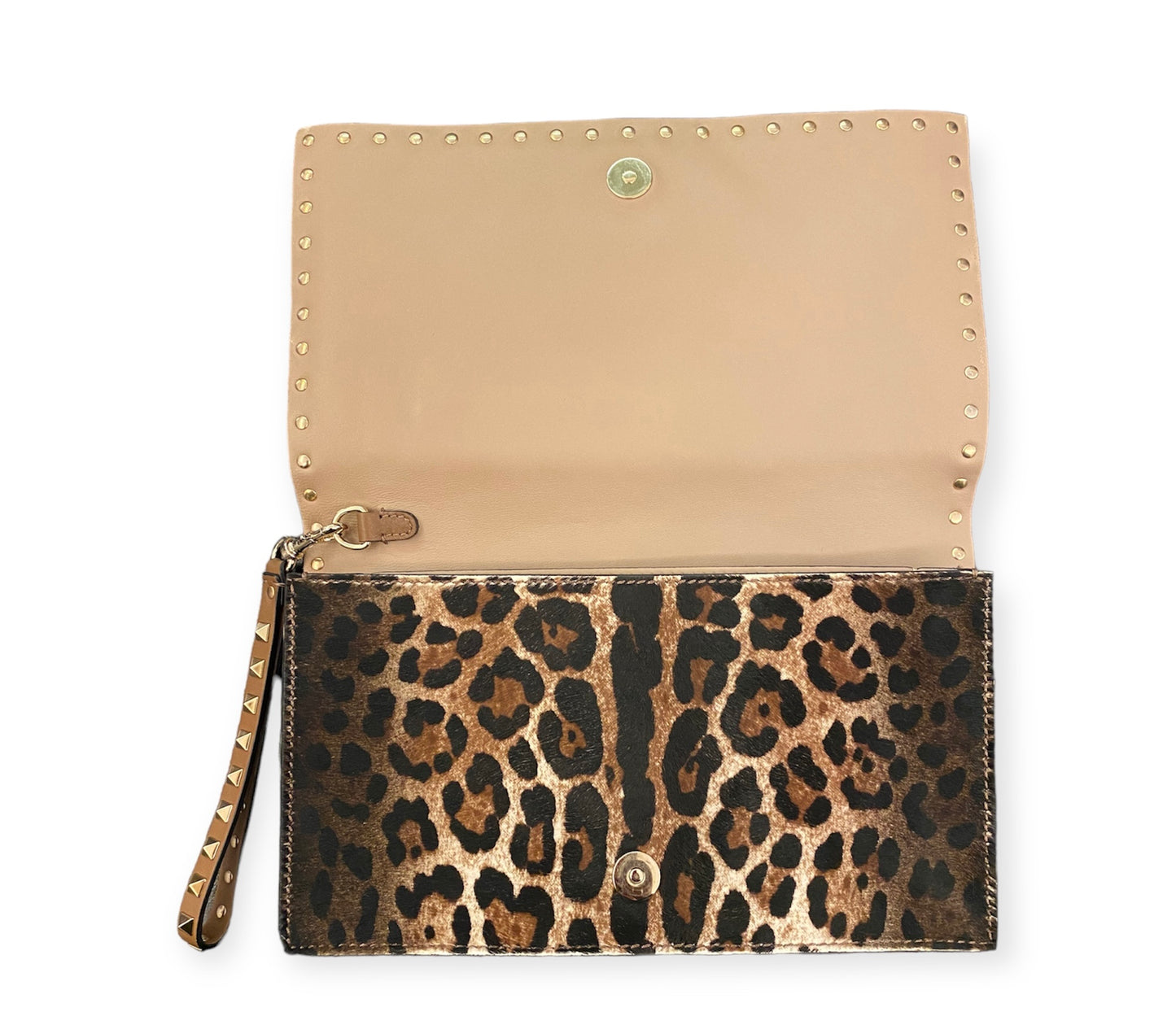 VALENTINO Leopard Print Rockstud Clutch Bag