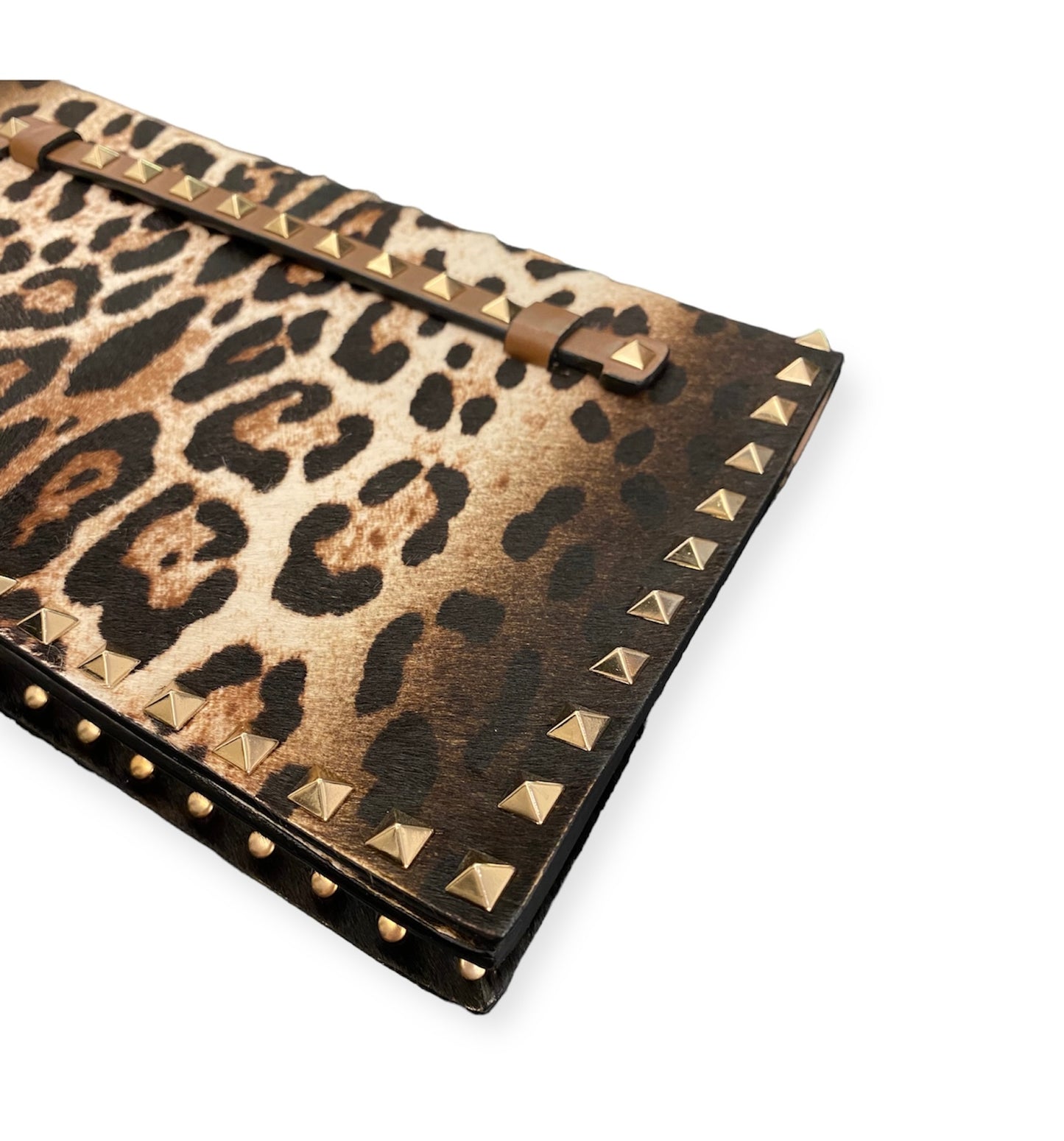VALENTINO Leopard Print Rockstud Clutch Bag