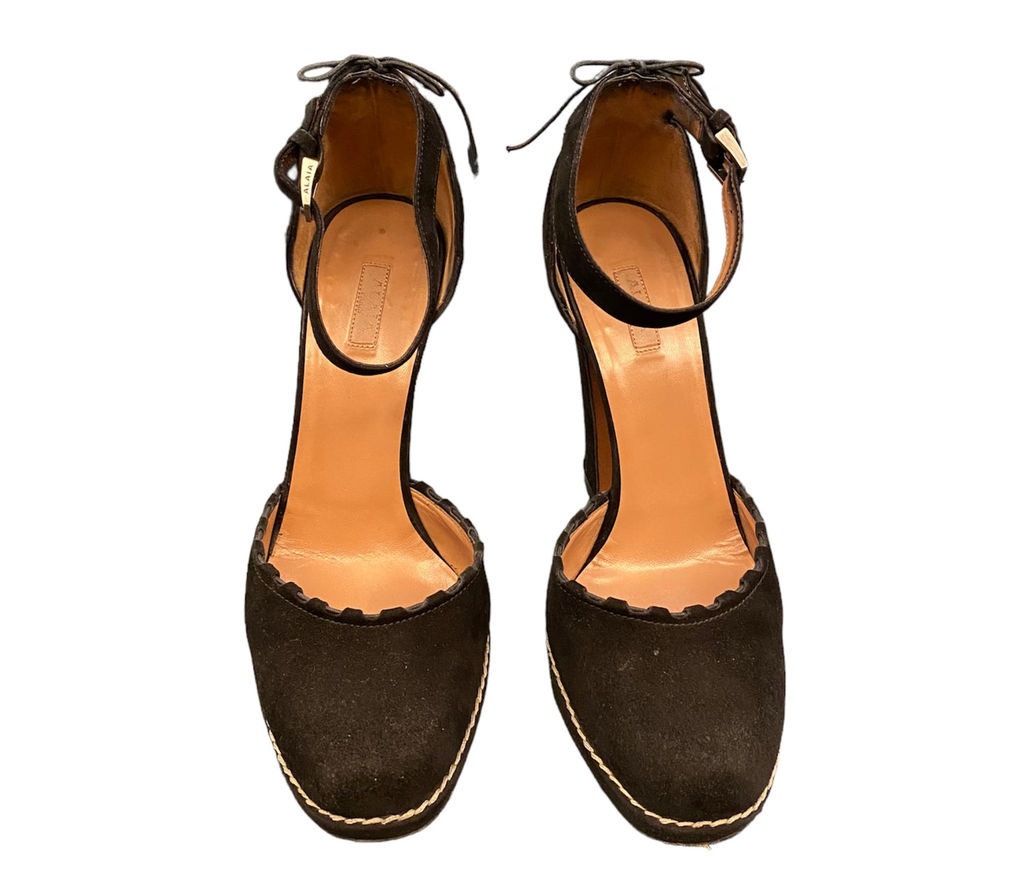 ALAÏA Black Suede Platform Pumps Size 38