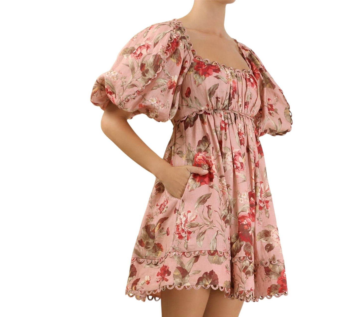 ZIMMERMANN Floral-Print Empire-Waist Dress Size 1/S
