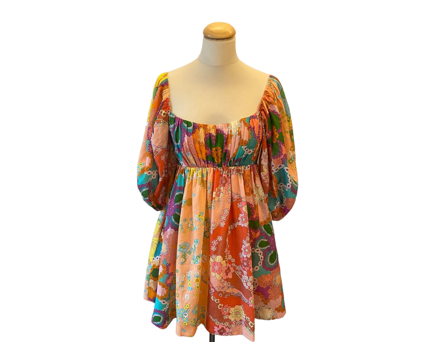 ZIMMERMANN Floral-Print Linen Mini Dress Size 1/36