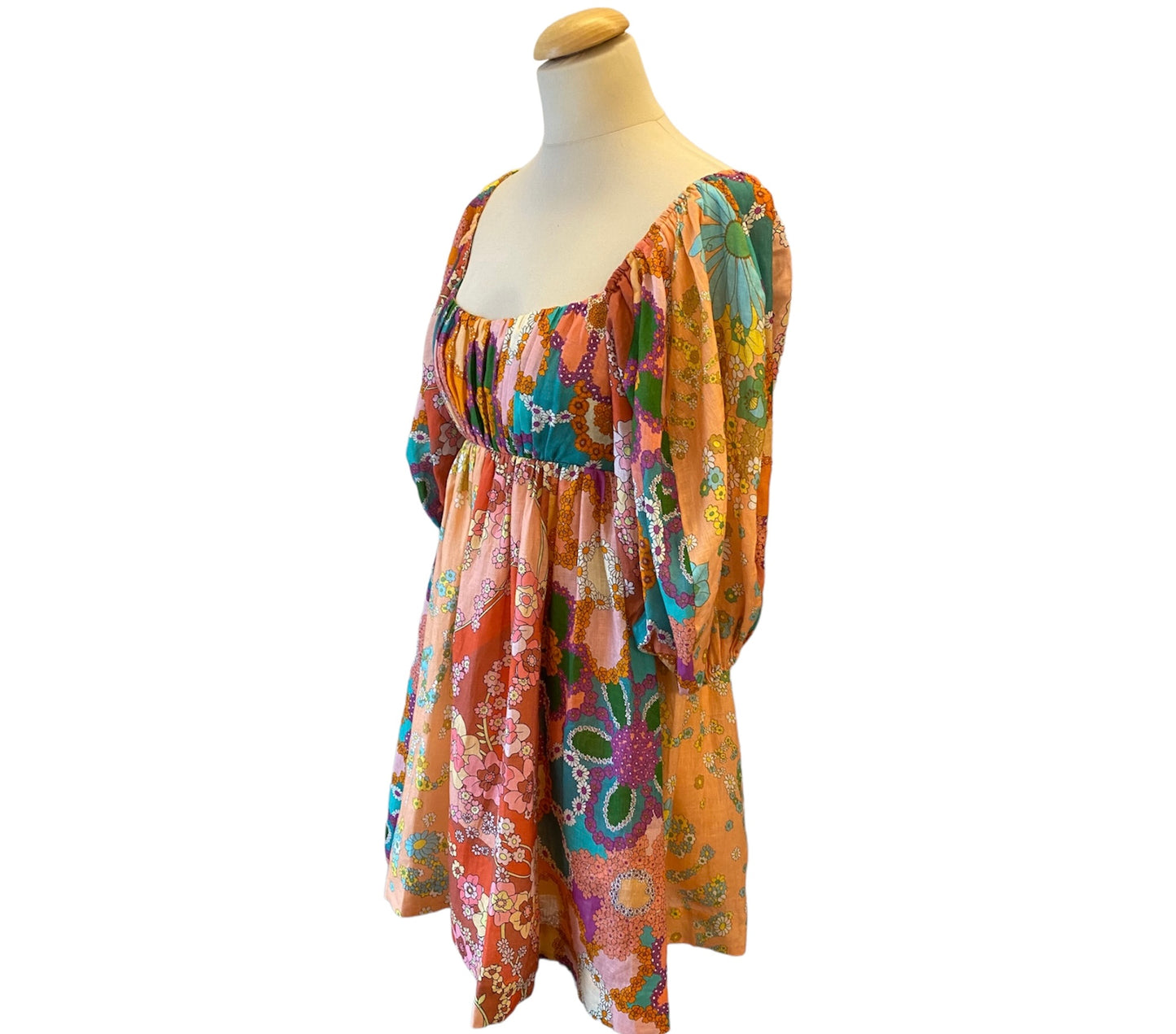 ZIMMERMANN Floral-Print Linen Mini Dress Size 1/36