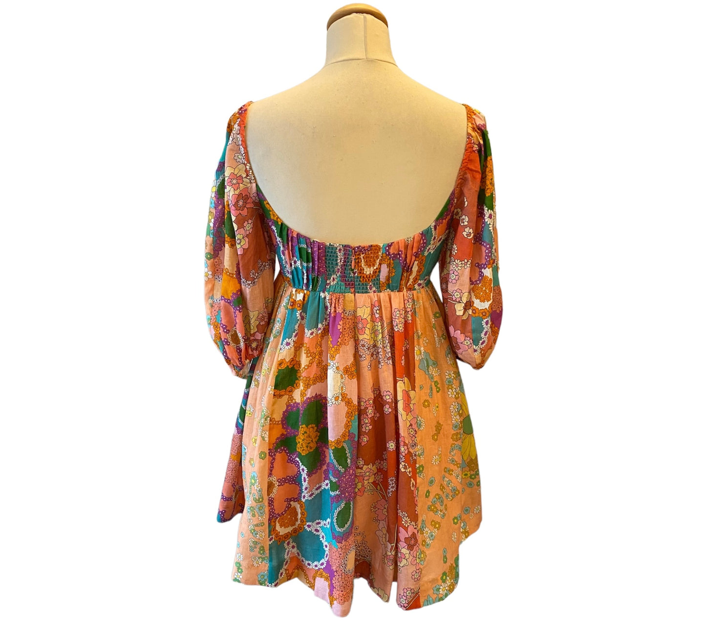 ZIMMERMANN Floral-Print Linen Mini Dress Size 1/36