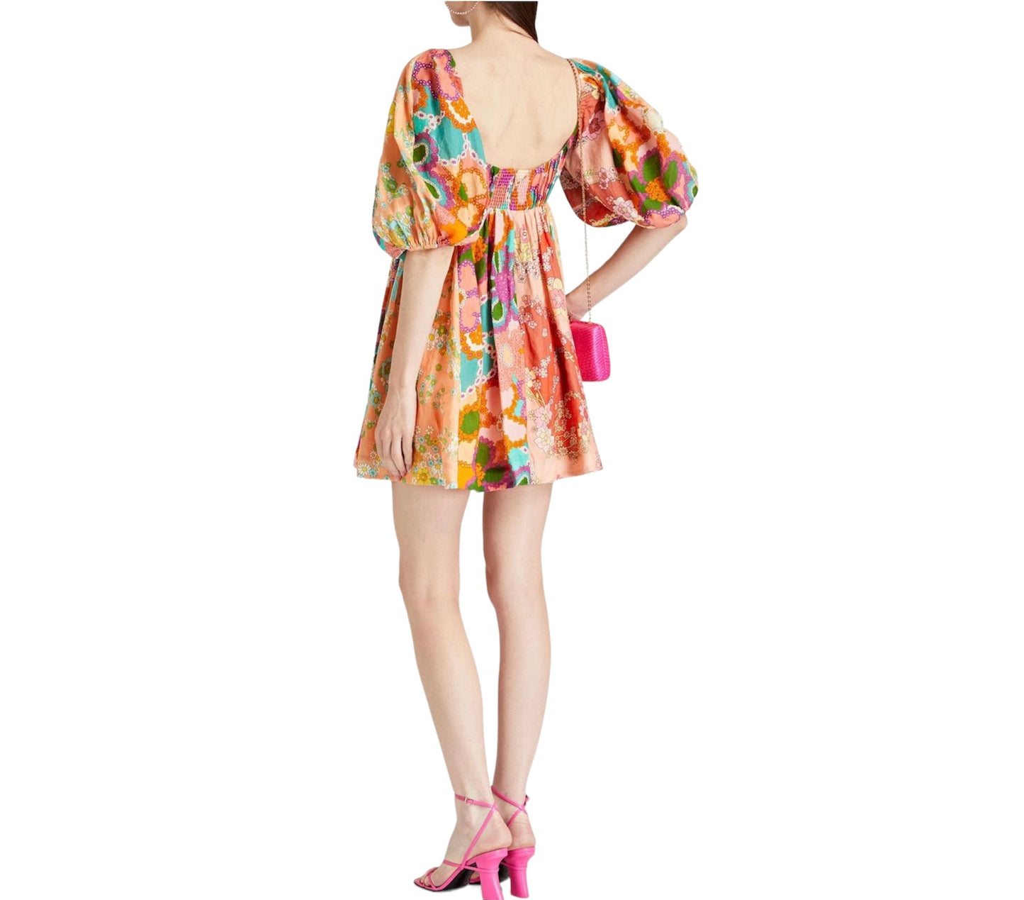 ZIMMERMANN Floral-Print Linen Mini Dress Size 1/36