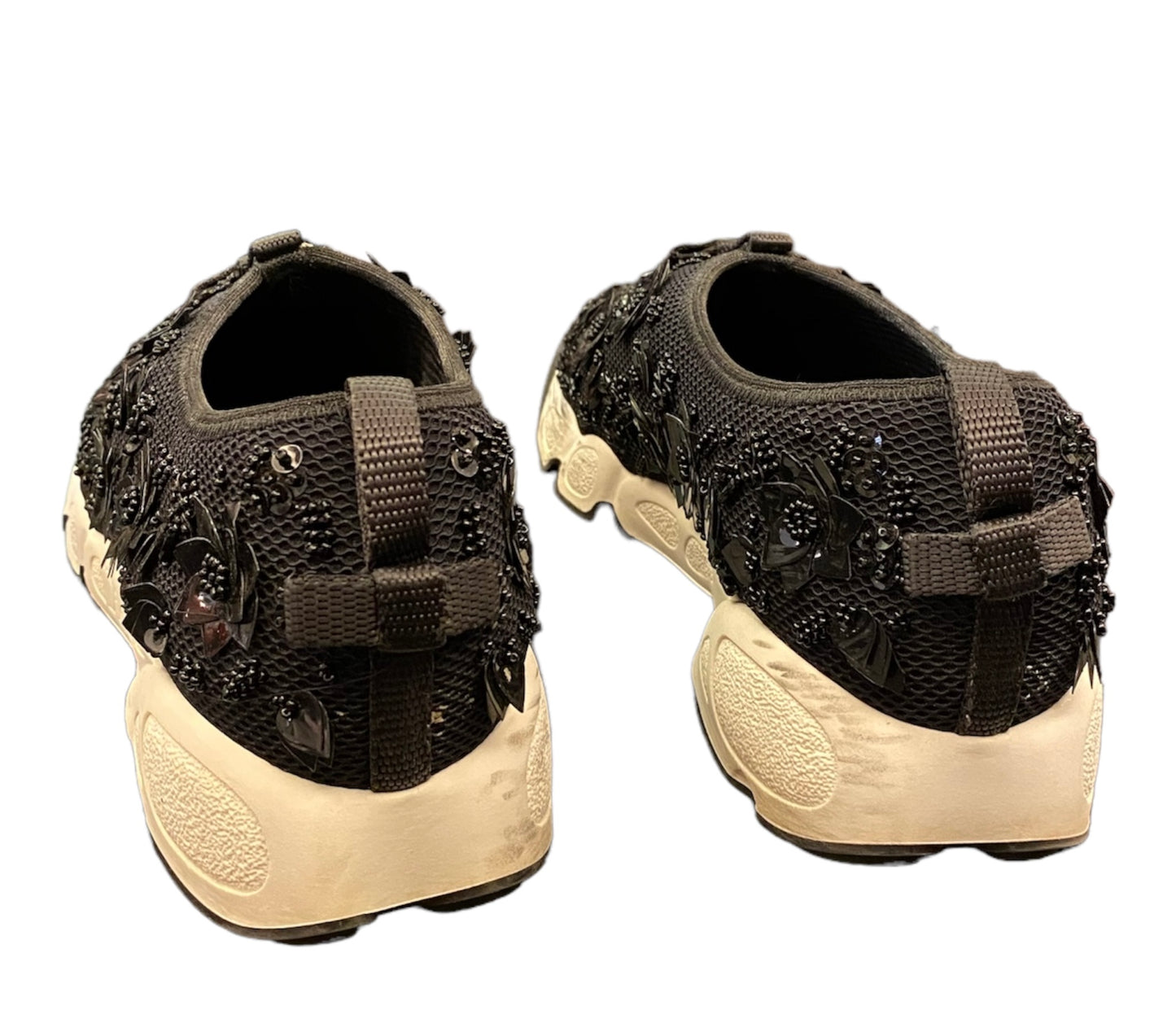 CHRISTIAN DIOR Black Mesh Fusion Flowers Embellished Sneakers Size 36