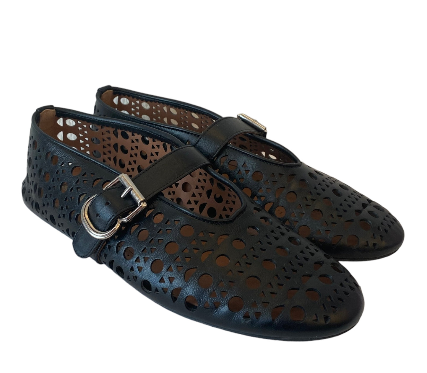 ALAÏA Vienne Cutout Mary Jane Ballerina Flats Size 39,5
