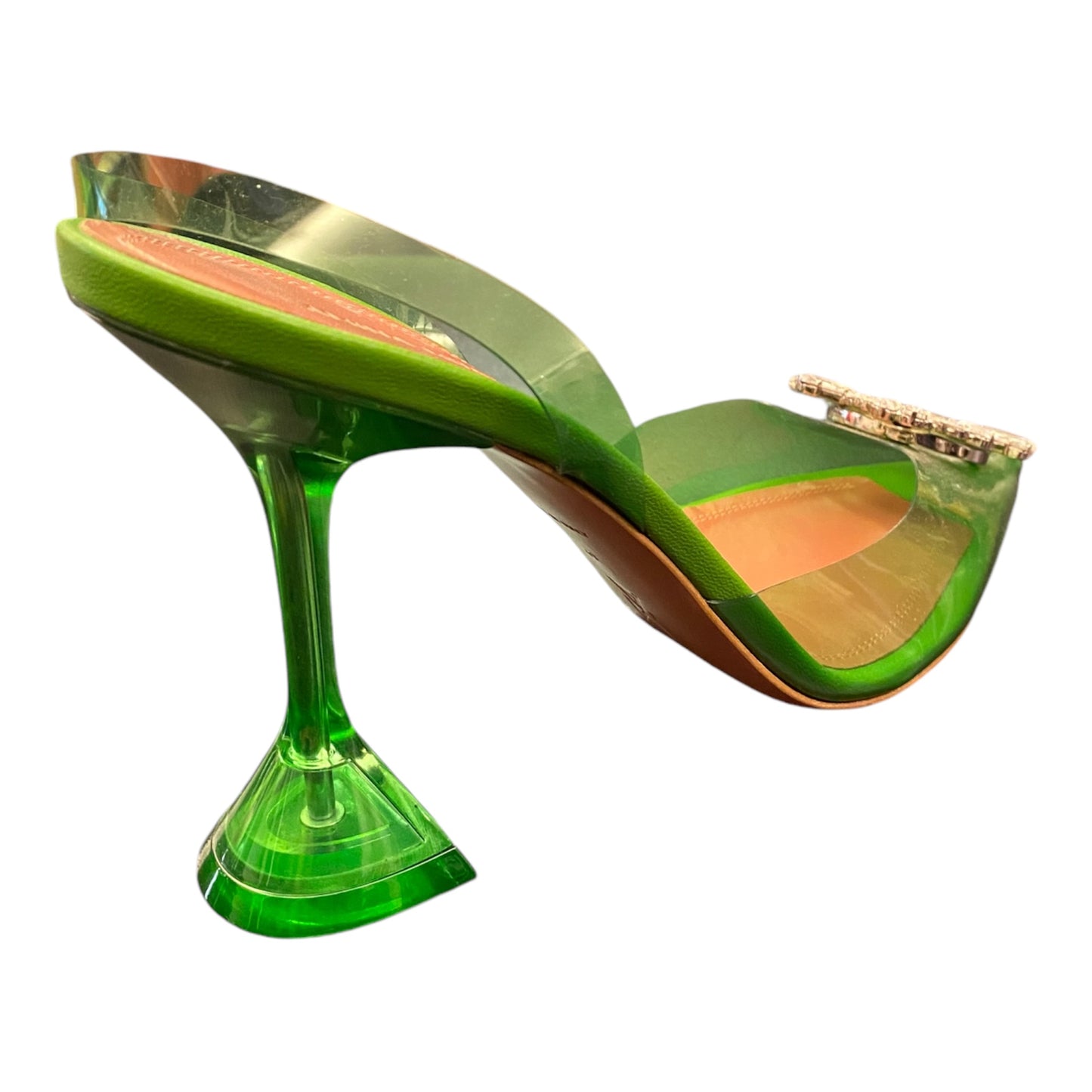 AMINA MUADDI Crystal Embellished Green PVC Pumps Size 40
