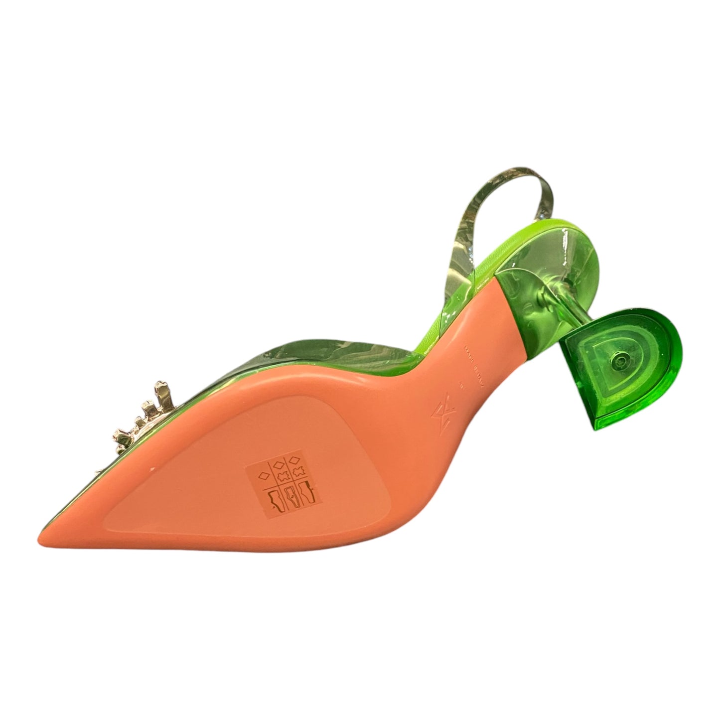 AMINA MUADDI Crystal Embellished Green PVC Pumps Size 40