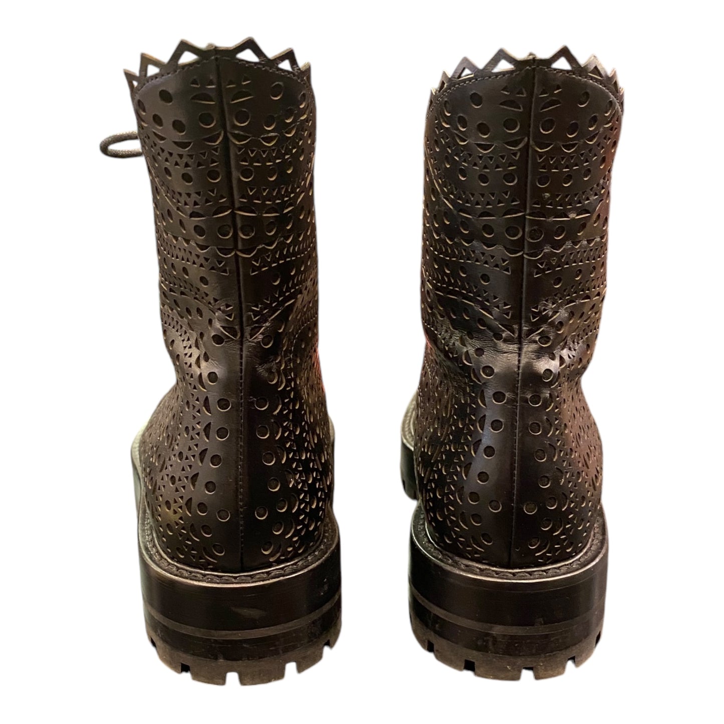 ALAÏA Laser-cut Leather Combat Boots Size 39,5