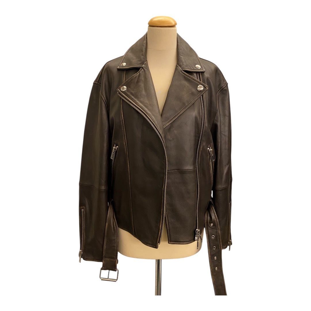 WEEKEND MAX MARA Leather Biker Jacket Size It 40