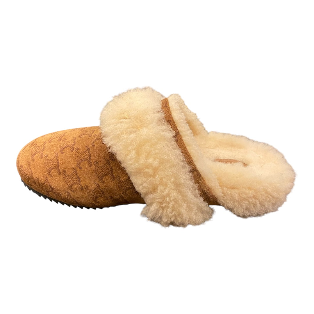 CELINE Suede Shearling Fur Mules Size 39