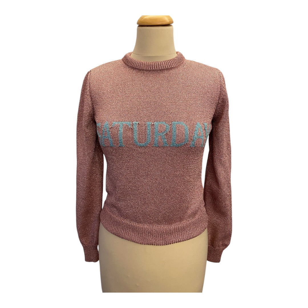 ALBERTA FERRETTI Pink Lurex Crop Sweater Size Eu 34