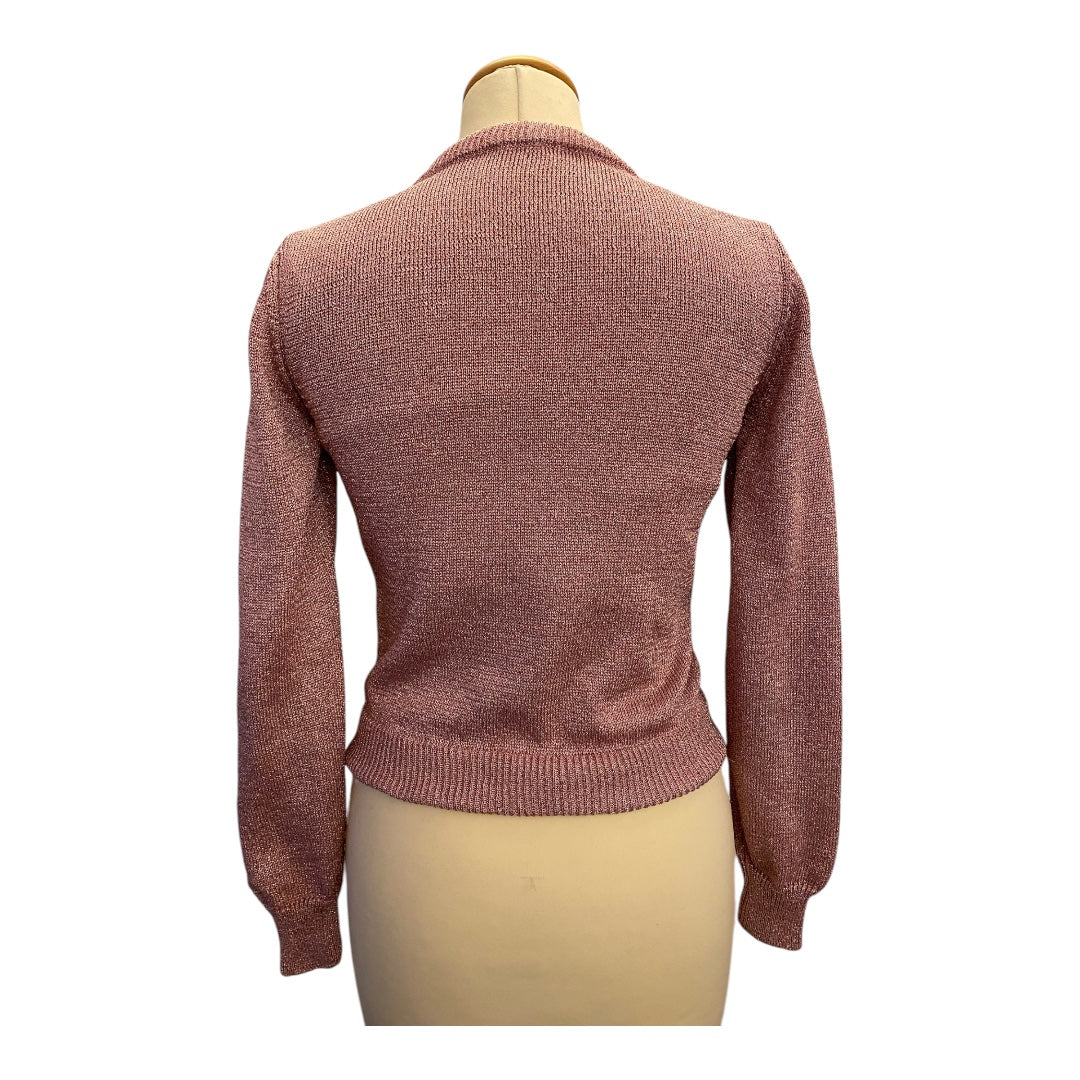 ALBERTA FERRETTI Pink Lurex Crop Sweater Size Eu 34