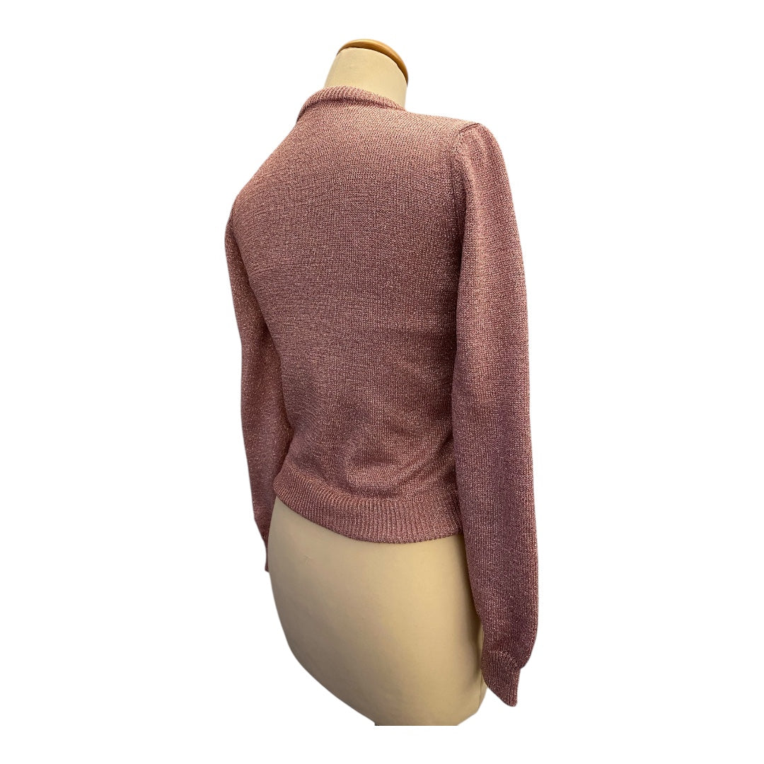 ALBERTA FERRETTI Pink Lurex Crop Sweater Size Eu 34