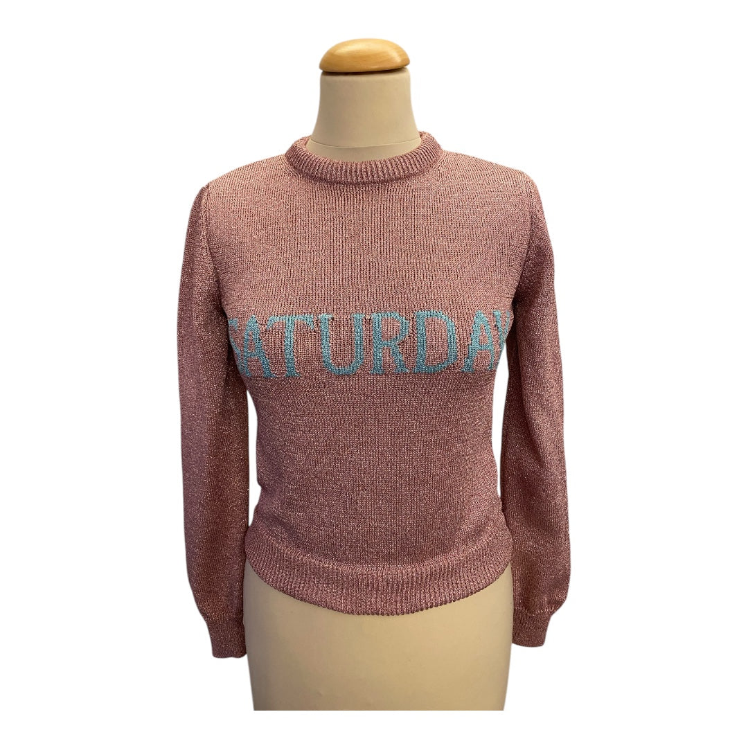 ALBERTA FERRETTI Pink Lurex Crop Sweater Size Eu 34