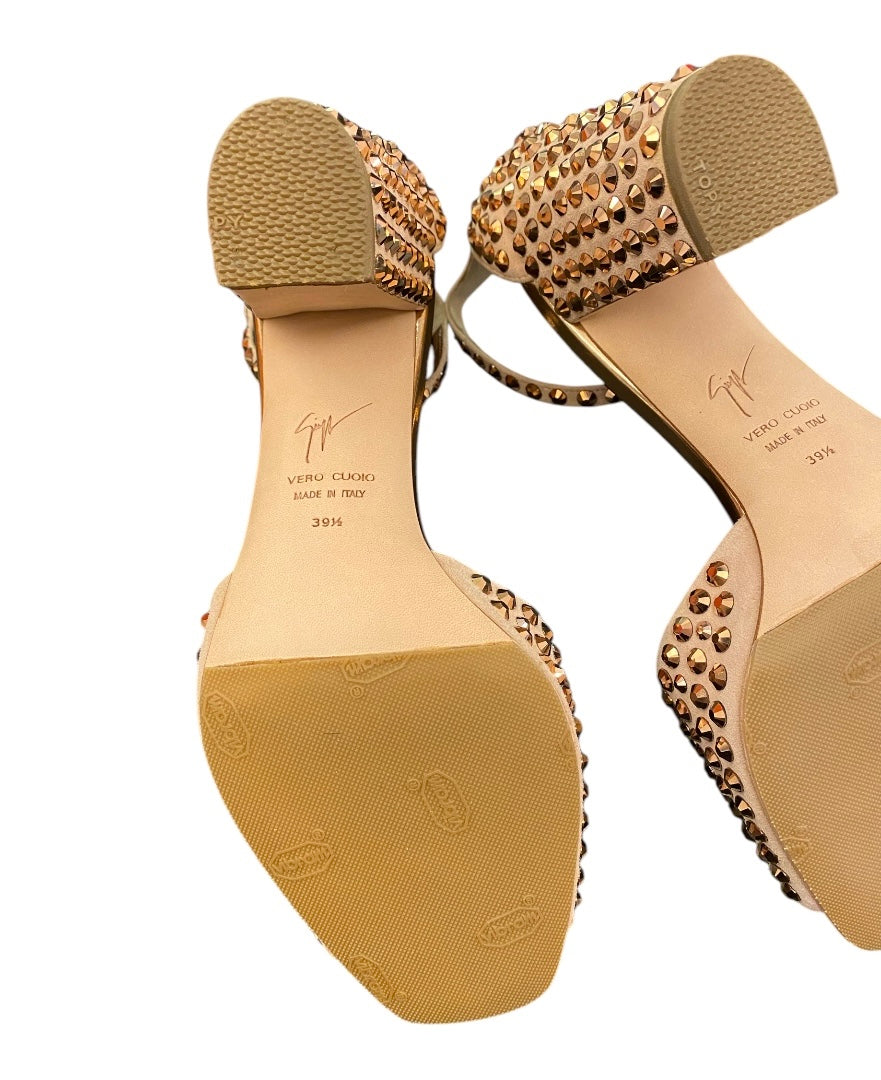 GIUSEPPE ZANOTTI Rose Gold Studded Sandal Size 39,5