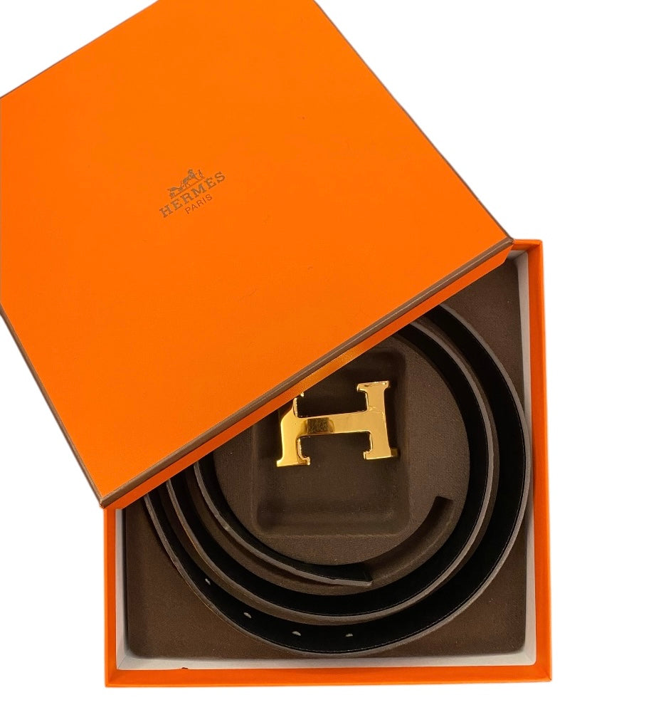 HERMÈS H belt buckle & Reversible leather strap Size 95 cm