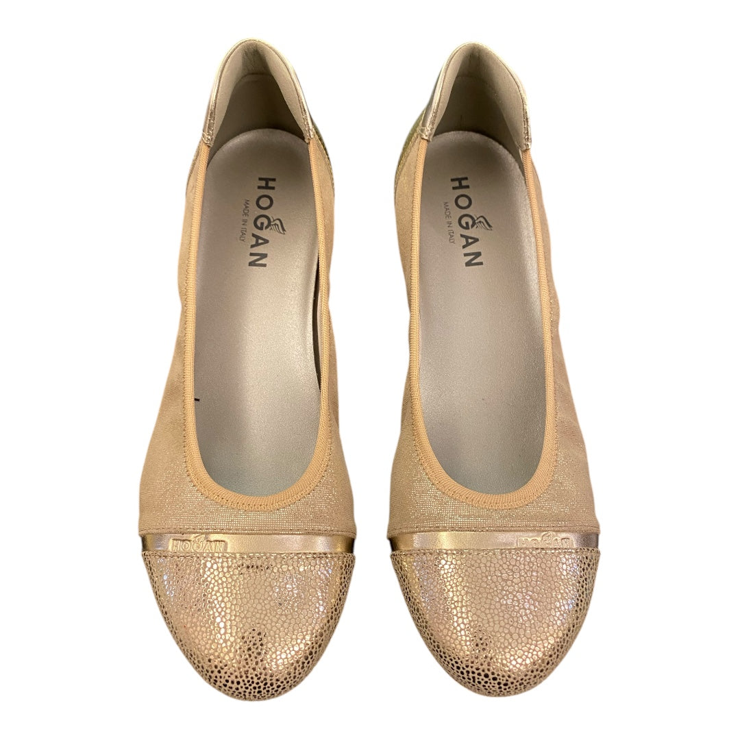 HOGAN Gold Ballet Flats Size 39