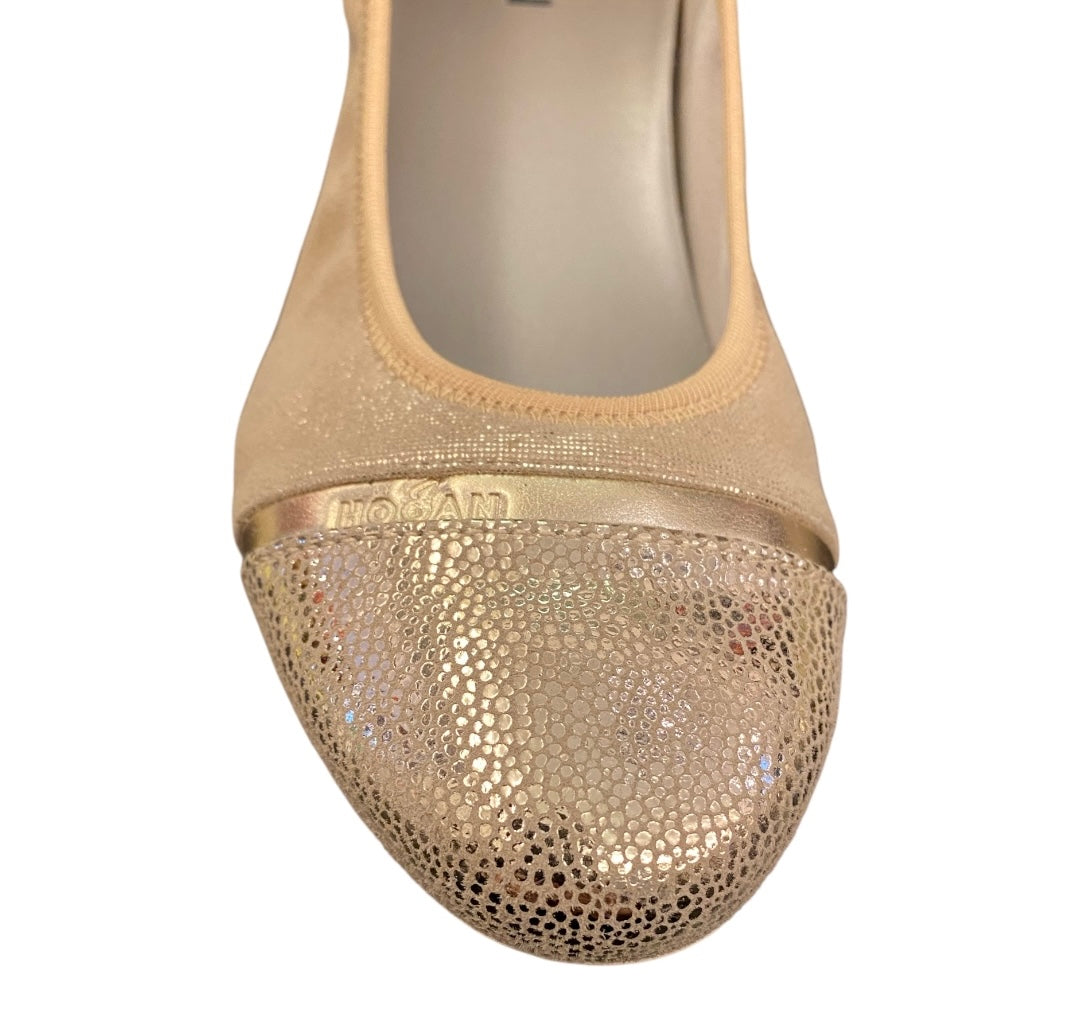 HOGAN Gold Ballet Flats Size 39