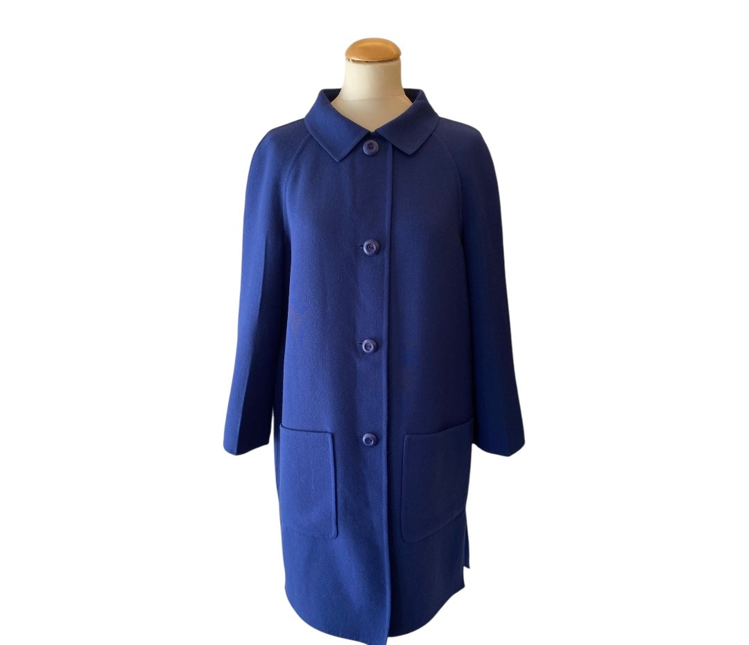 PRADA Blue Wool Coat Size IT 46