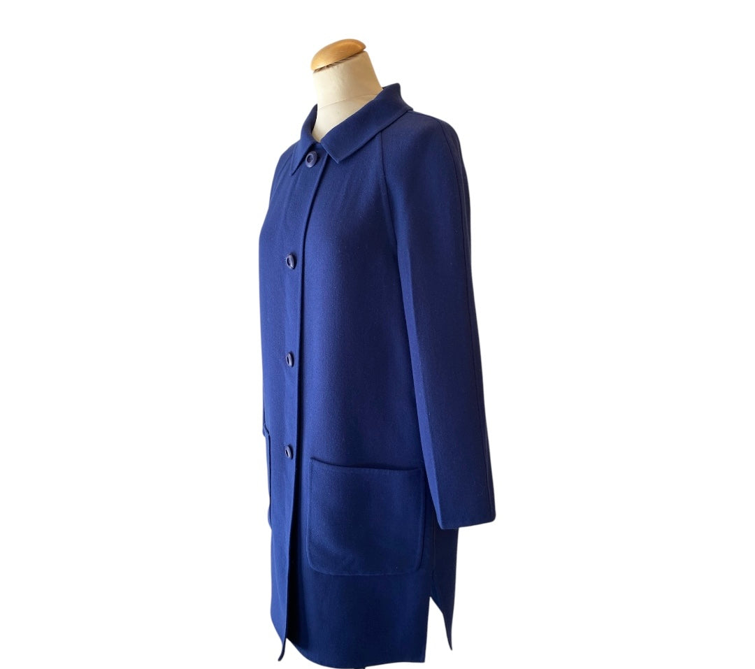 PRADA Blue Wool Coat Size IT 46