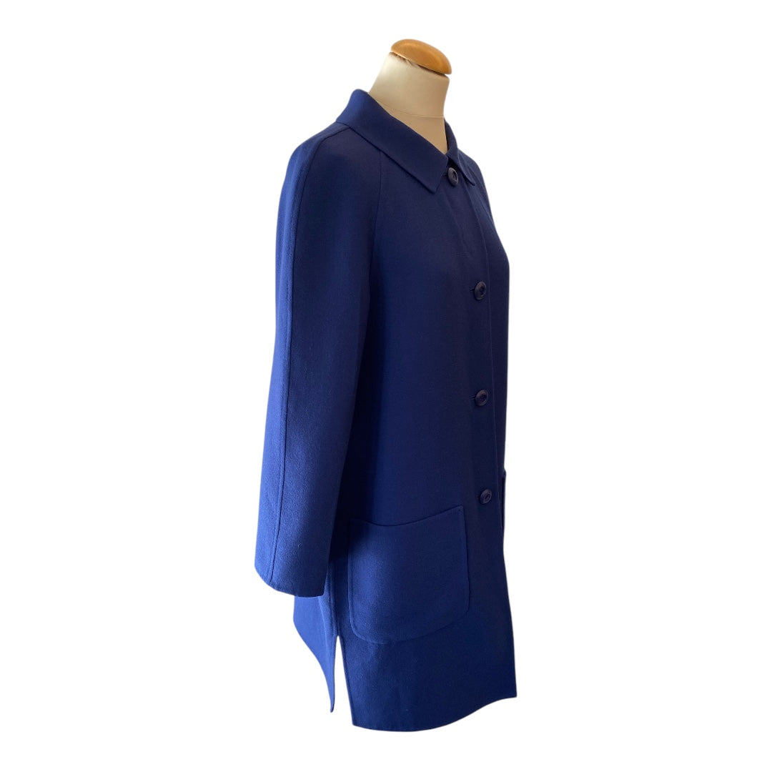 PRADA Blue Wool Coat Size IT 46